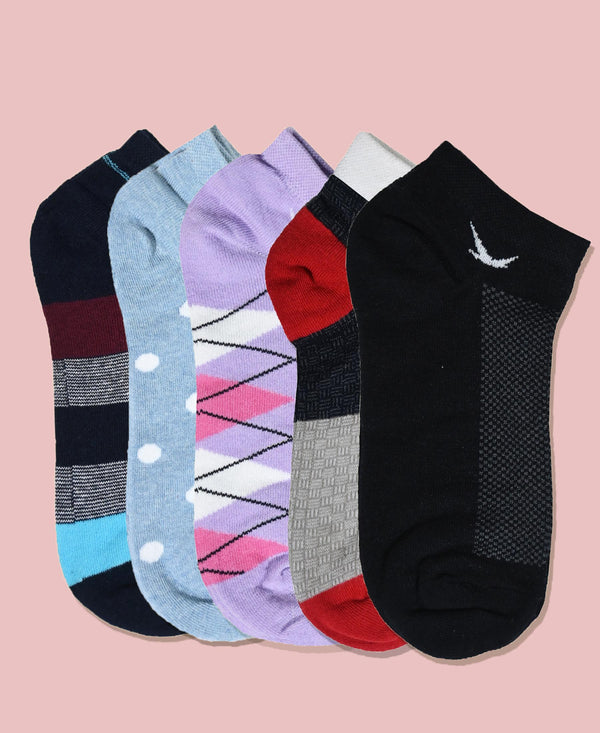 Hiflyers Men|Premium 100% Cotton Men’S Ankle Length Socks|Soft & Sweat Absorbent|Breathable Everyday Comfort|Pack Of 5|Assorted|-Free