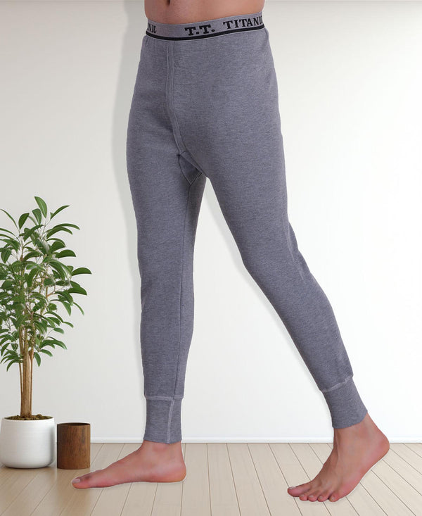 T.T. Mens Sky Blue Slim FitSolid Titanic Thermal Trouser