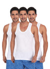 T.T. Men  Super Combed Cotton G-Vest Pack Of 3 White