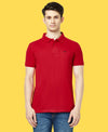 HiFlyers Men'S Solid Regular Fit Polo T-Shirt With Pocket -Red
