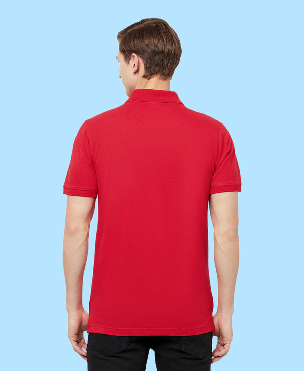 HiFlyers Men'S Solid Tshirts With Pocket Red