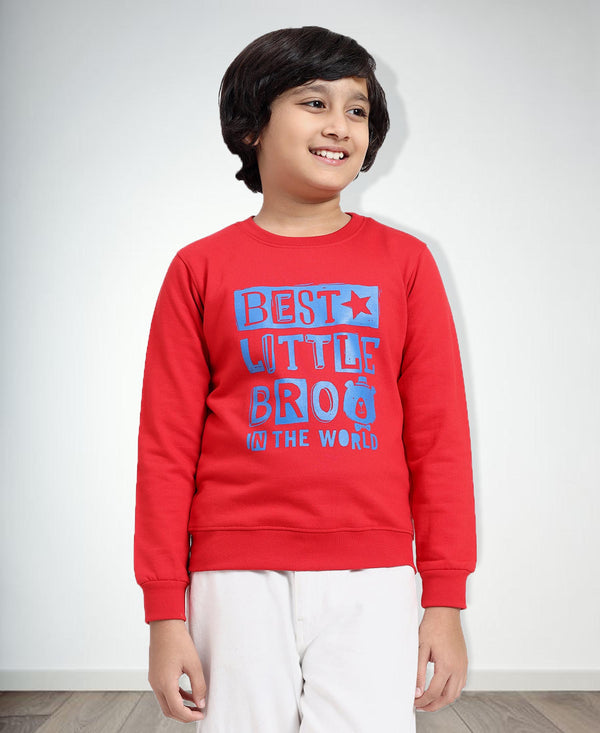 HiFlyers Boys Regular Fit | Premium Cotton Fleece |Full Sleeves|Round Neck|Trendy Winter Wear| Sweatshirts For Boys And Girls -Red