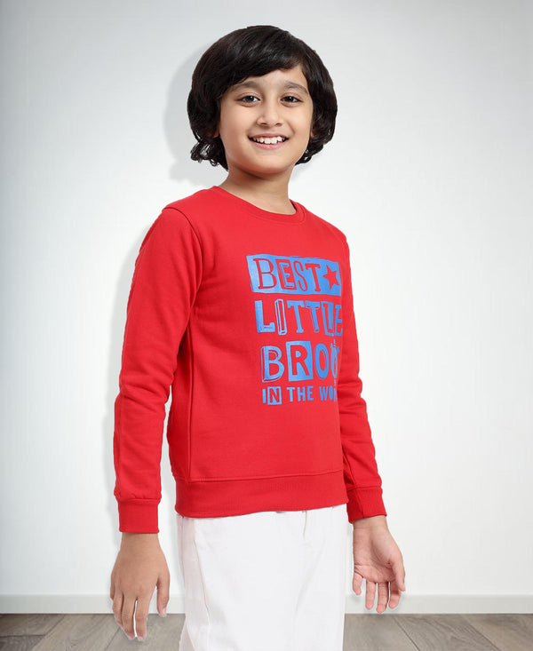HiFlyers Boys Regular Fit | Premium Cotton Fleece |Full Sleeves|Round Neck|Trendy Winter Wear| Sweatshirts For Boys And Girls -Red
