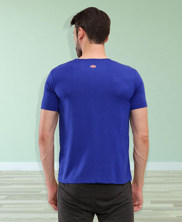 T.T Mens Royal Blue Regular FitPoly Jersey Round Neck Half Sleeve T-Shirt
