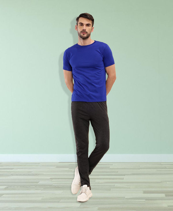 T.T Mens Royal Blue Regular FitPoly Jersey Round Neck Half Sleeve T-Shirt