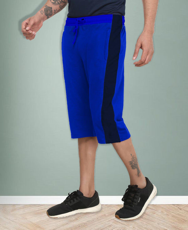 T.T. Men'S Poly Jersey Cut & Sew Three Fourth -Blue