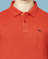 HiFlyers Men'S Solid Regular Fit Polo T-Shirt With Pocket -Rust