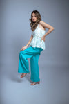 Ivory top with firozi trouser