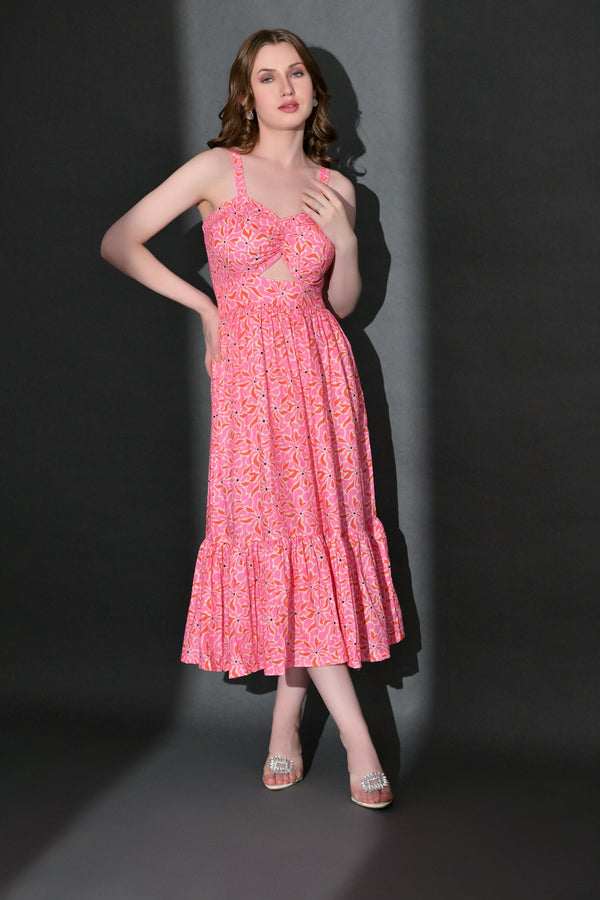 Garden Party Fancy Pink Floral Maxi Dress