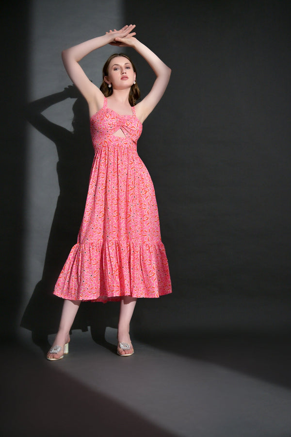 Garden Party Fancy Pink Floral Maxi Dress