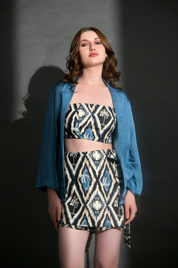 Garden Party Gorgeous 3 piece tropical print co ord set with shirt (Combo)