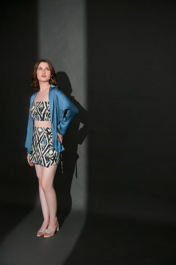 Garden Party Gorgeous 3 piece tropical print co ord set with shirt (Combo)