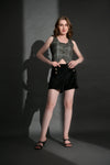 Garden Party Cotton checks waistcoat for complete western look (Top Only)