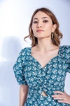 Garden Party Teal Green Cotton Dress