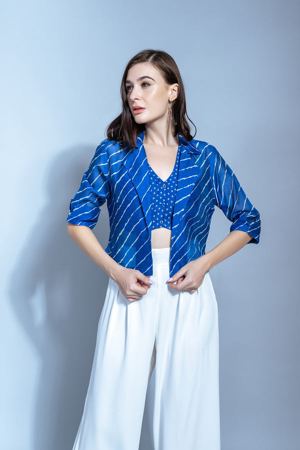 Garden Party Blue Waistcoat With Blazer & Trouser