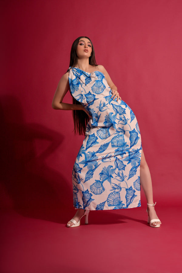 Garden Party Aqua Blue Maxi Dress