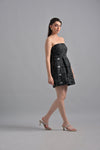 Black ambroidery short dress