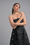 Black ambroidery short dress