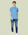 HiFlyers Men'S Solid Regular Fit Polo T-Shirt With Pocket -Sky Blue