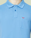 HiFlyers Men'S Solid Regular Fit Polo T-Shirt With Pocket -Sky Blue