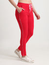 T.T. Women 100% Cotton Interlock Fabric Red Track Pant