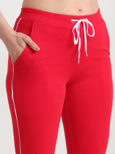 T.T. Women 100% Cotton Interlock Fabric Red Track Pant