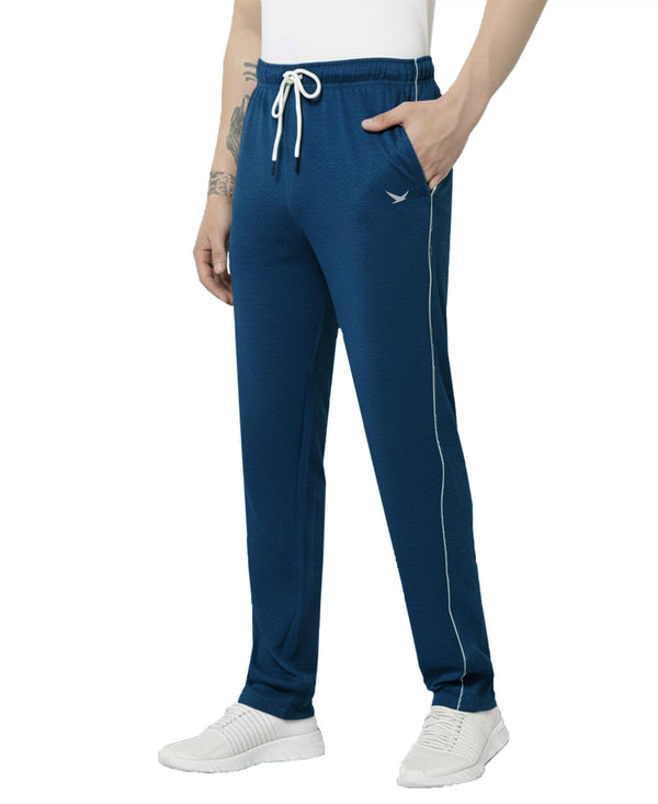 HiFlyers Mens Teal Blue Regular Fit Solid Cotton Blend Trackpant/Jogger