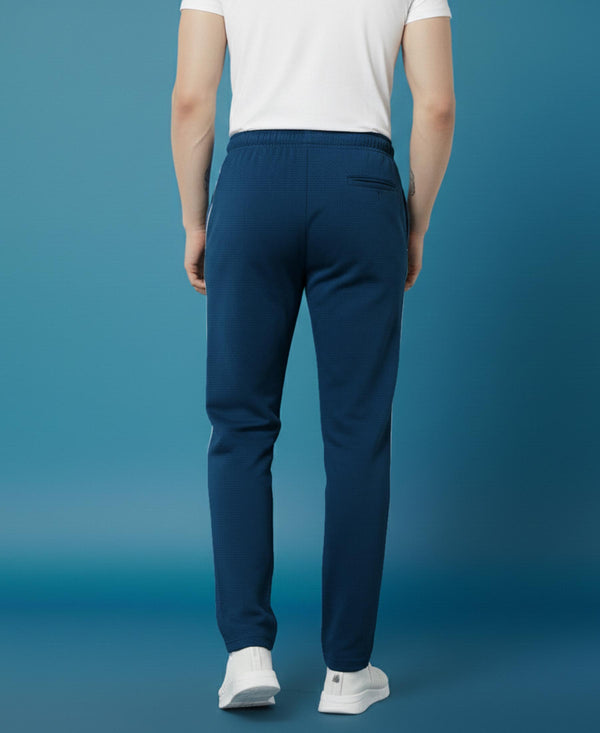 HiFlyers Mens Teal Blue Regular Fit Solid Cotton Blend Trackpant/Jogger