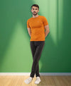 T.T. Men Slim Fit 100% Cotton Cool Round Neck Half Sleev Solid Tshirt Mustard