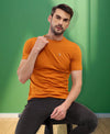 T.T. Men Slim Fit 100% Cotton Cool Round Neck Half Sleev Solid Tshirt Mustard