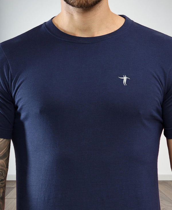 T.T. Men Slim Fit 100% Cotton Cool Round Neck Half Sleev Solid Tshirt Navy
