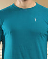 T.T. Men Slim Fit 100% Cotton Cool Round Neck Half Sleev Solid Tshirt Teal Blue