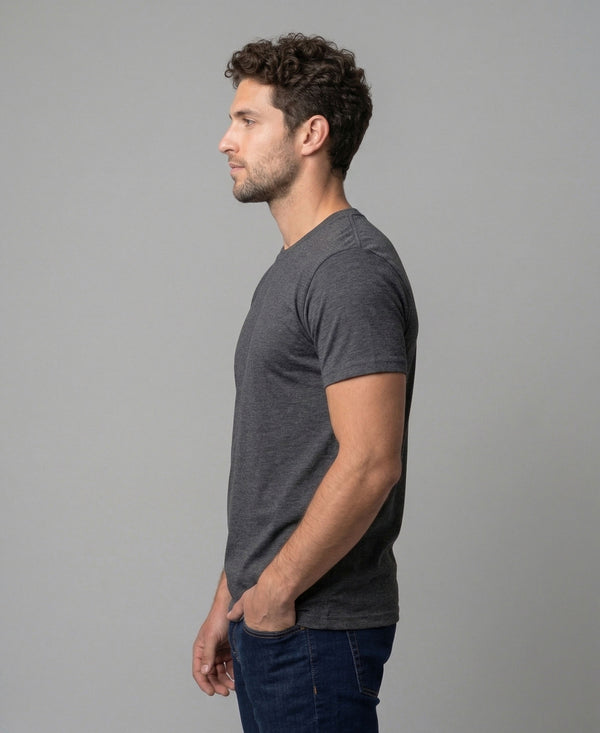 T.T. Men'S Solid Eco Friendly Cotton Blended Fabric Regular Fit Round Neck T-Shirt-Anthra