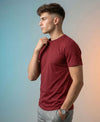 T.T. Men Eco Friendly Cotton Blended Fabric Solid Round Neck Regular Fit Maroon
