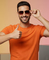 T.T. Men'S Solid Eco Friendly Cotton Blended Fabric Regular Fit Round Neck T-Shirt-Orange