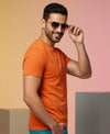 T.T. Men'S Solid Eco Friendly Cotton Blended Fabric Regular Fit Round Neck T-Shirt-Orange