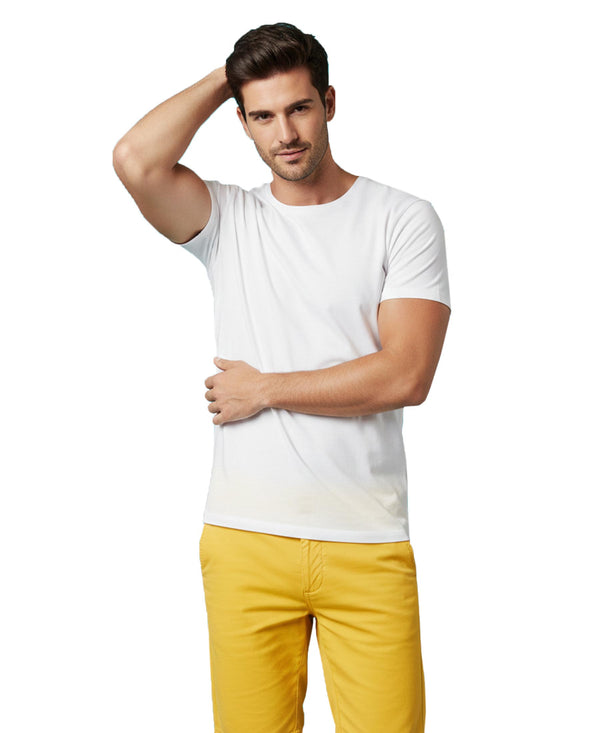 T.T. Men'S Solid Eco Friendly (Cotton Rich) Recycled Fabric Regular Fit Round Neck T-Shirt-White