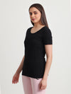 T.T. Women Slim Fit 100% Cotton Cool Round Neck Half Sleev Solid Tshirt  Black