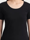 T.T. Women Slim Fit 100% Cotton Cool Round Neck Half Sleev Solid TshirtBlack