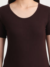 T.T. Women Slim Fit 100% Cotton Cool Round Neck Half Sleev Solid Tshirt  Brown