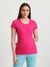 T.T. Women Slim Fit 100% Cotton Cool Round Neck Half Sleev Solid TshirtFuchsia