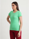 T.T. Women Slim Fit 100% Cotton Cool Round Neck Half Sleev Solid Tshirt  Green