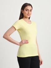 T.T. Women Slim Fit 100% Cotton Cool Round Neck Half Sleev Solid Tshirt  Lemon