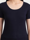 T.T. Women Slim Fit 100% Cotton Cool Round Neck Half Sleev Solid Tshirt  Navy