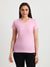 T.T. Women Slim Fit 100% Cotton Cool Round Neck Half Sleev Solid TshirtPink