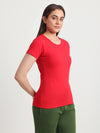 T.T. Women Slim Fit 100% Cotton Cool Round Neck Half Sleev Solid Tshirt  Red