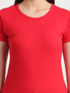 T.T. Women Slim Fit 100% Cotton Cool Round Neck Half Sleev Solid Tshirt  Red