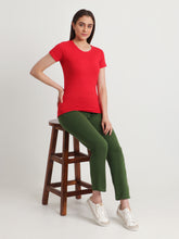 T.T. Women Slim Fit 100% Cotton Cool Round Neck Half Sleev Solid Tshirt  Red