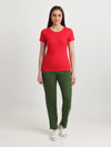 T.T. Women Slim Fit 100% Cotton Cool Round Neck Half Sleev Solid Tshirt  Red