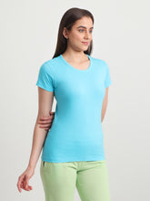 T.T. Women Slim Fit 100% Cotton Cool Round Neck Half Sleev Solid Tshirt  Sky Blue